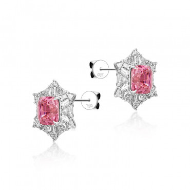 PINK SPINEL AND DIAMOND EARSTUDS